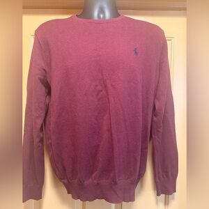 Men’s Polo by Ralph Lauren burgundy crew neck  sweater classic pony logo sz M